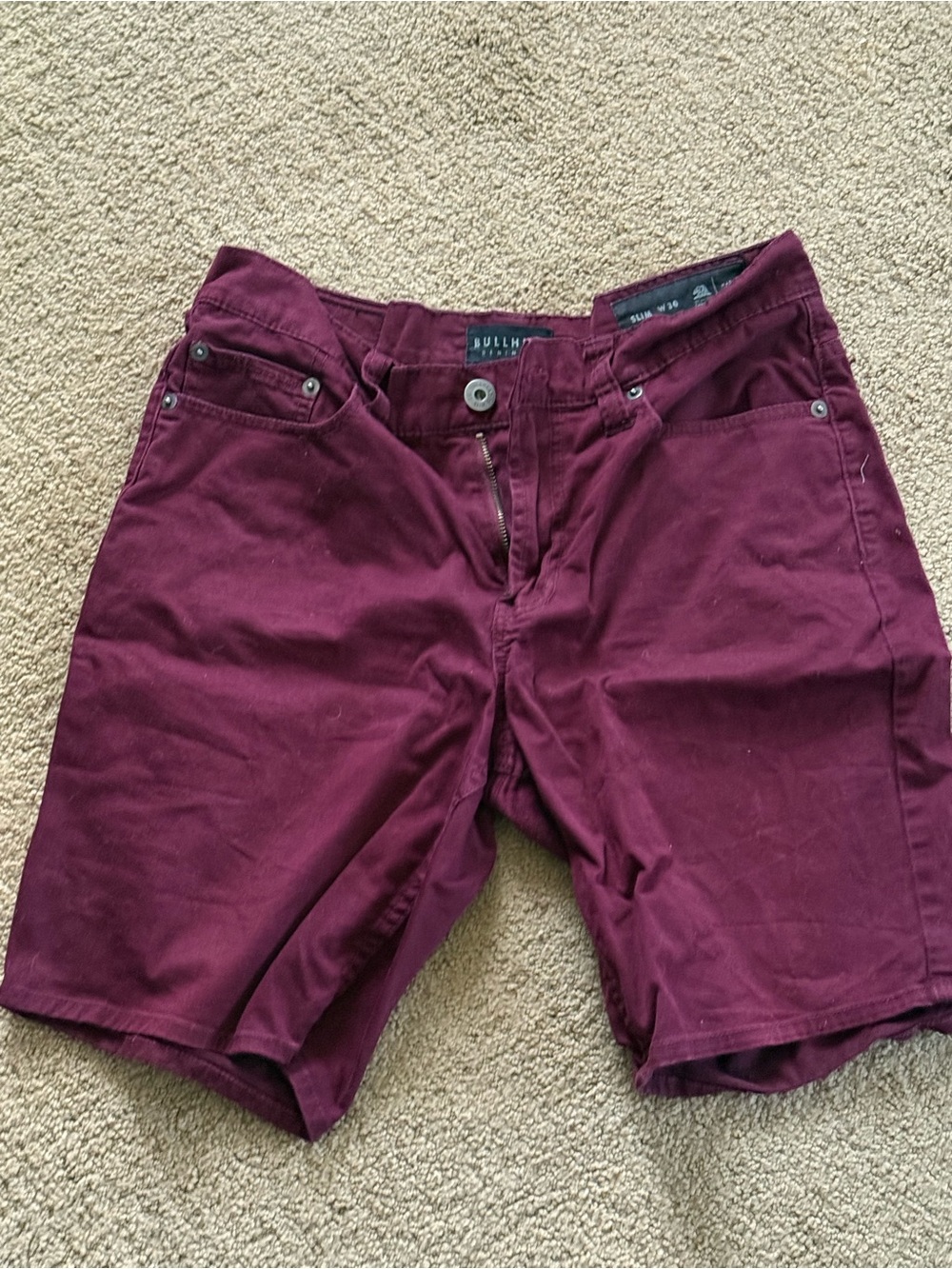 Bullhead Men's Maroon Flat Front Shorts